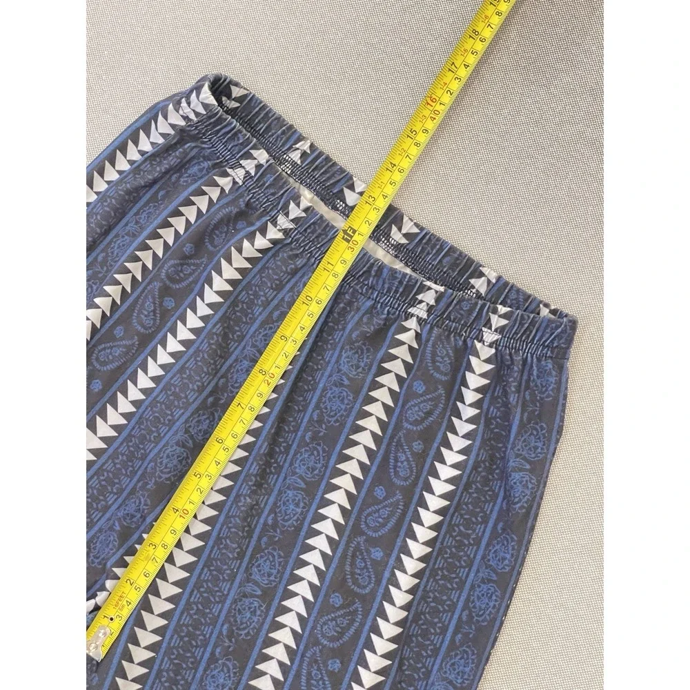 Navy Geometric Flare Pants Y2K Bell Bottom‎ Stretch High Waist Trendy